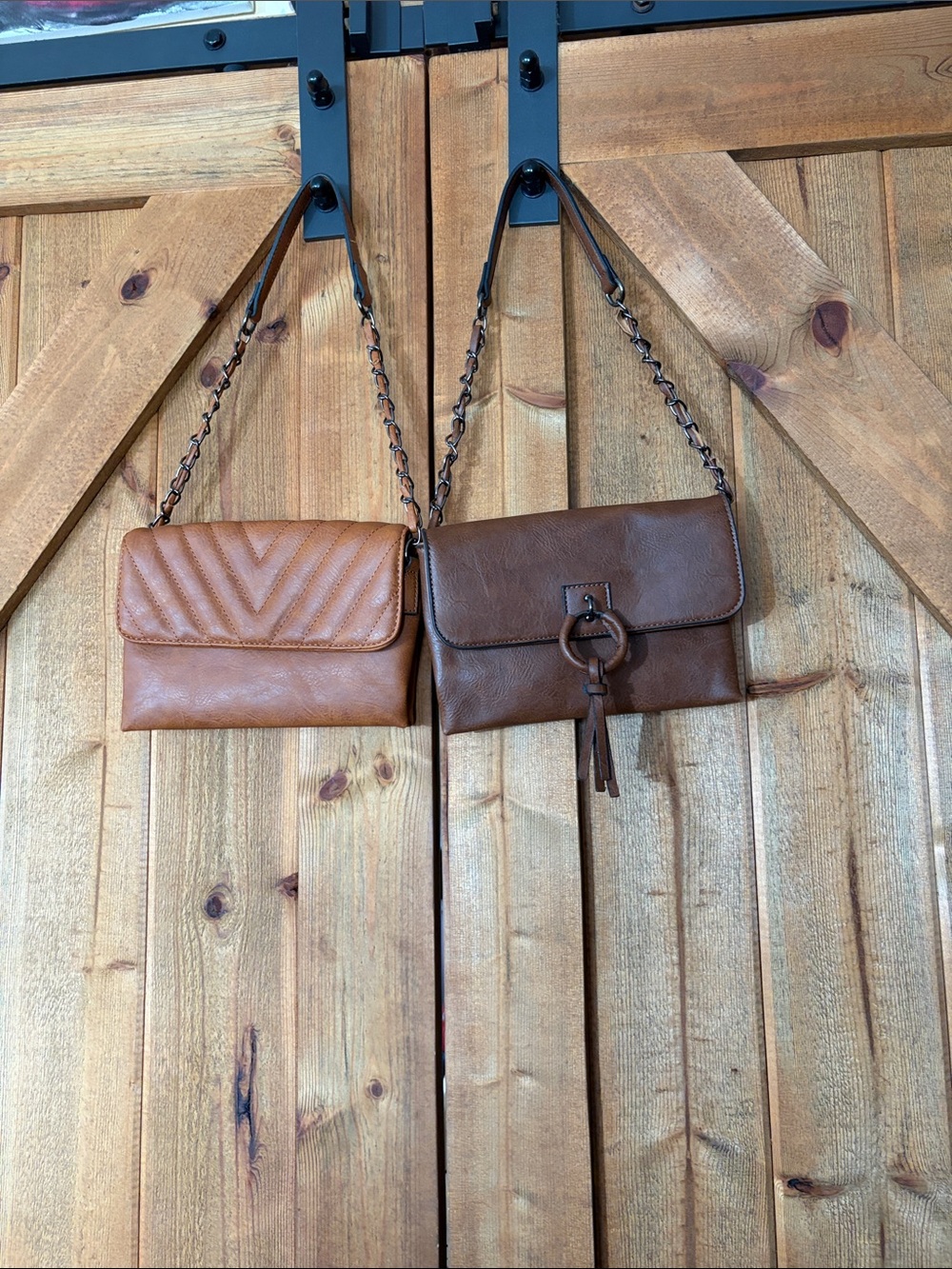 Quilted Chevron  Bag - brown
